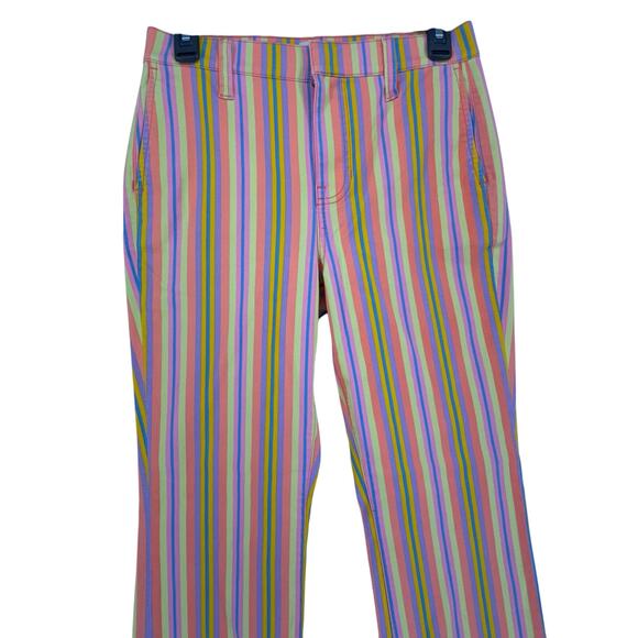 J.Crew Women’s Striped Flare Pants Size 25 Multicolor Pink Yellow Summer Preppy - Picture 5 of 5